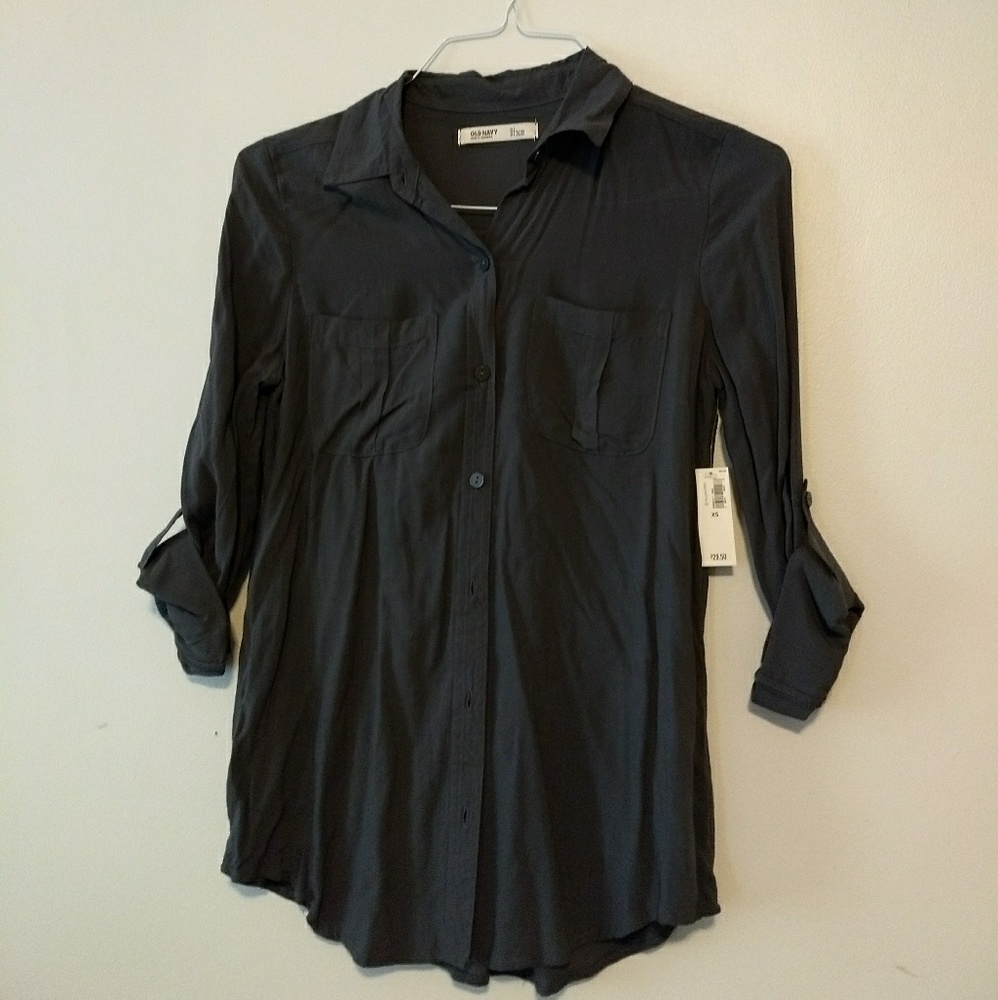 Old Navy charcoal XS rayon button up shirt size XS